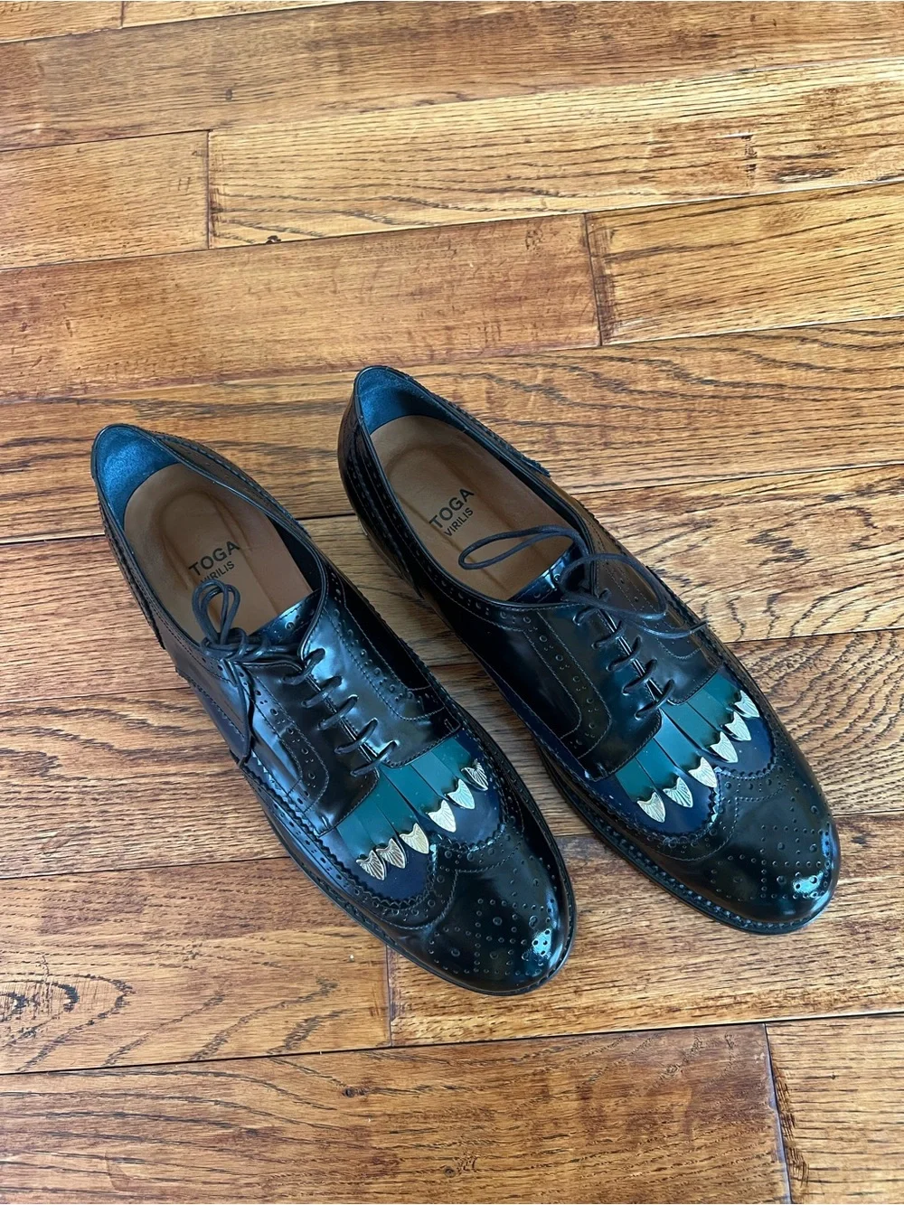 TOGA VIRILIS Men’s Shoes Polido Front Tassel Leather Brogues Size 13 (46 EU)